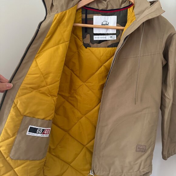 Herschel Supply Co. Boarder Jacket Tan with Yellow Quilted Interior 40/60 - Picture 3 of 6